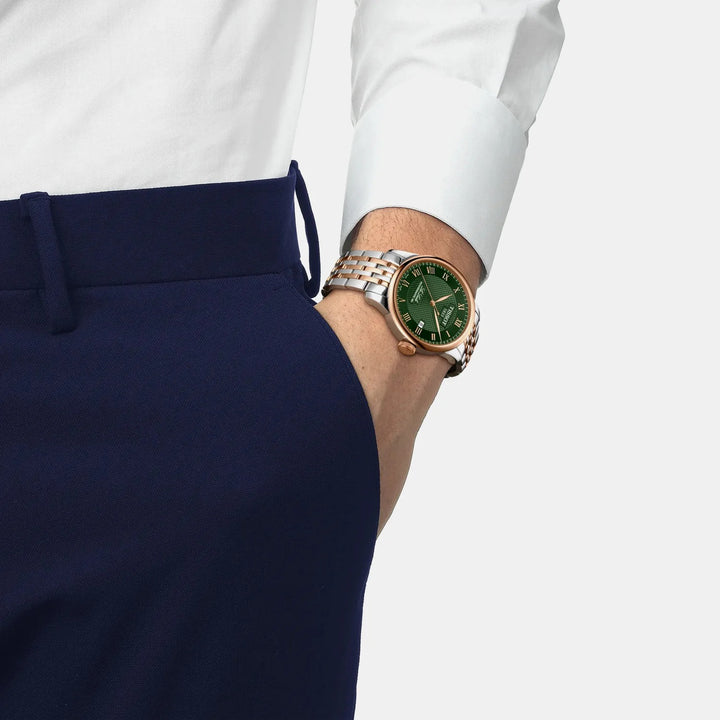 Tissot Le Locle Powermatic 80 Two-Tone Watch – 39.3mm Green Guilloche Dial
