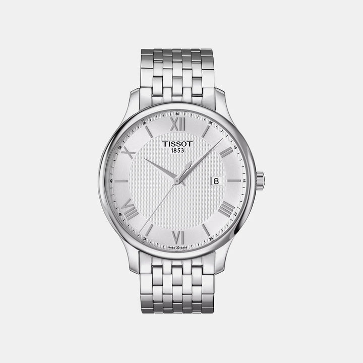 Tissot Tradition Quartz Watch – 42mm Silver Dial Steel Bracelet