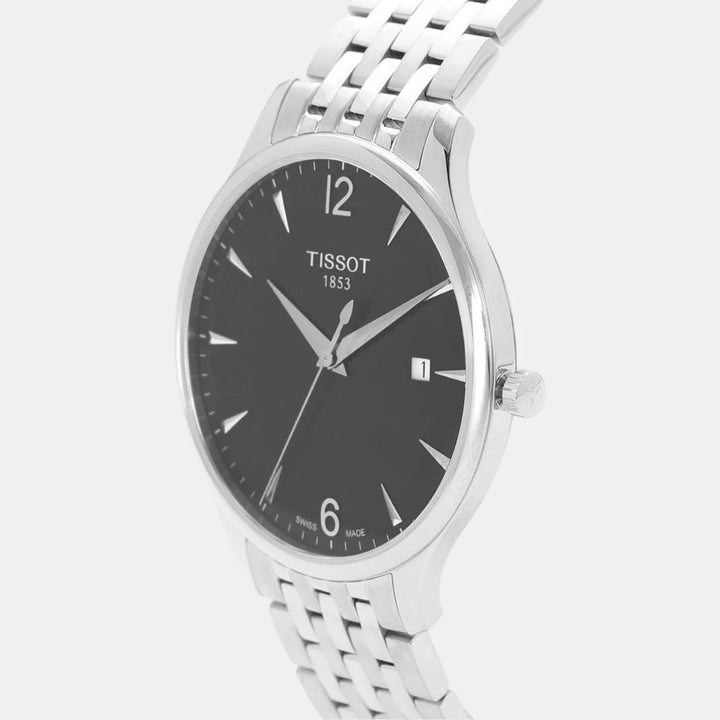 Tissot Tradition Quartz Watch – 42mm Black Dial Steel Bracelet