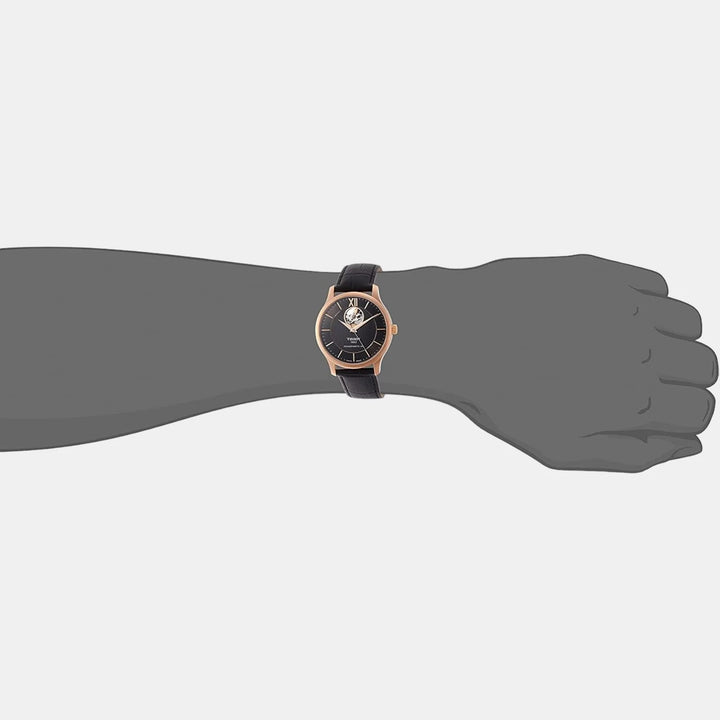 Tissot Tradition Powermatic 80 Open Heart Rose Gold Watch – 40mm Black Guilloche Dial