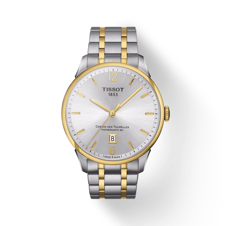 Tissot Chemin des Tourelles Powermatic 80 Two-Tone Watch – 42mm Silver Dial