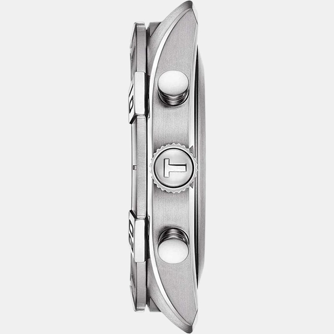 Tissot PR 100 Sport Gent Quartz Chronograph Watch – 44mm Silver Dial Brown Leather Strap