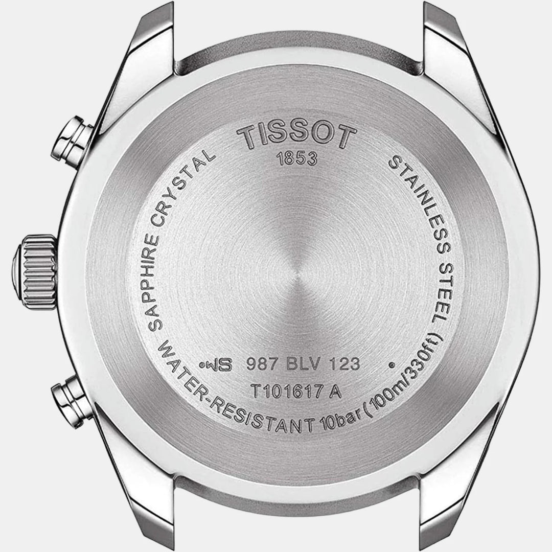 Tissot PR 100 Sport Gent Quartz Chronograph Watch – 44mm Silver Dial Brown Leather Strap