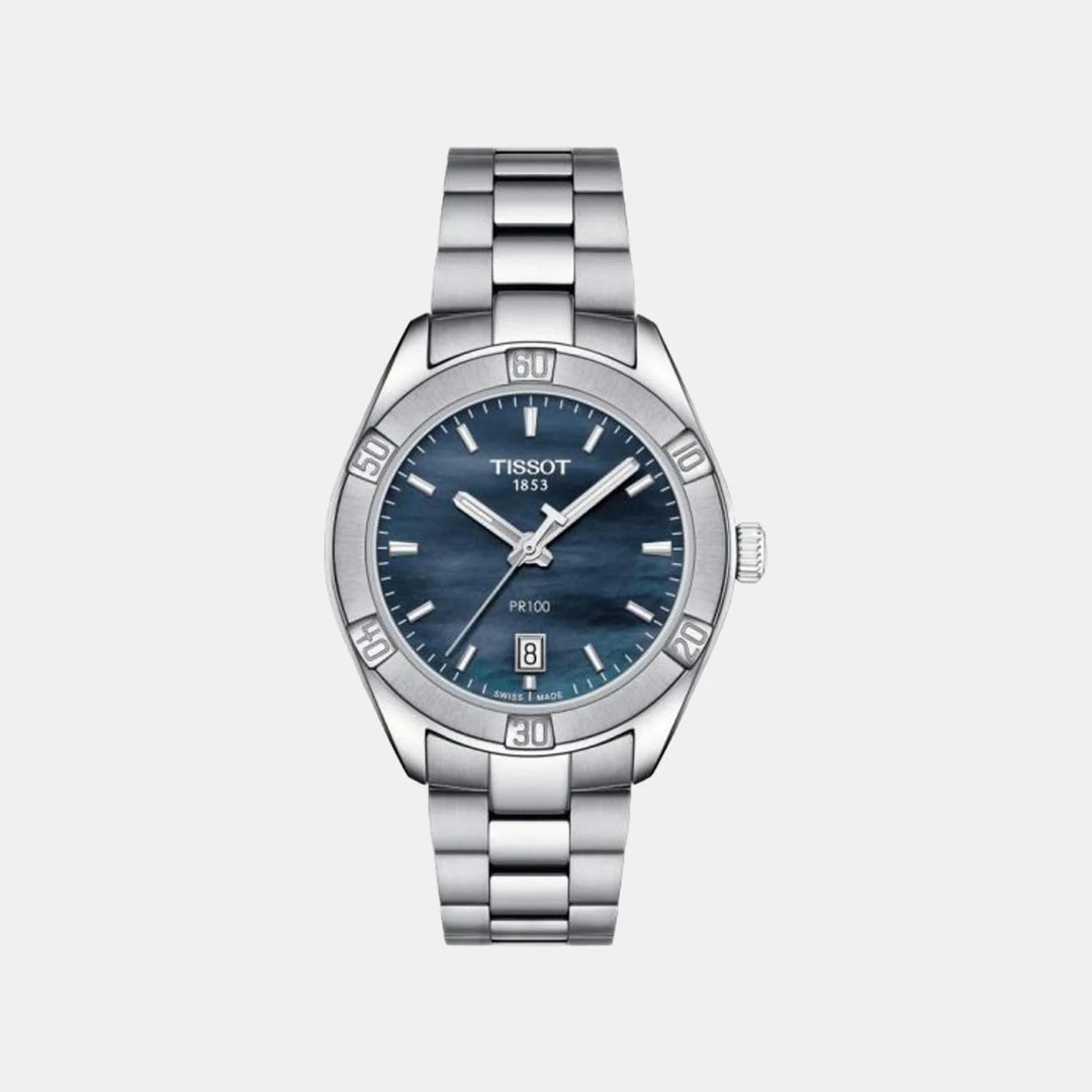 Tissot PR 100 Sport Chic Ladies Watch – 36mm Black Dial Steel Bracelet
