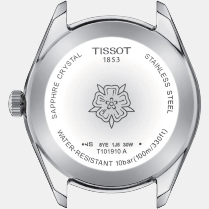 Tissot PR 100 Sport Chic Ladies Watch – 36mm Ice Blue Dial Steel Bracelet