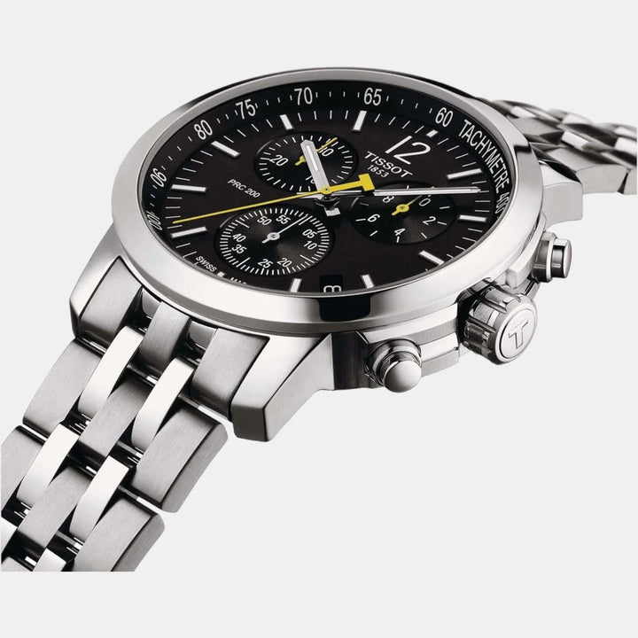 Tissot PRC 200 Quartz Chronograph Watch – 43mm Black Dial Steel Bracelet