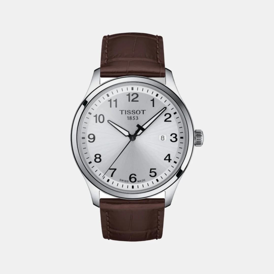 Tissot Gent XL Classic Quartz Watch – 42mm Silver Dial Brown Leather Strap
