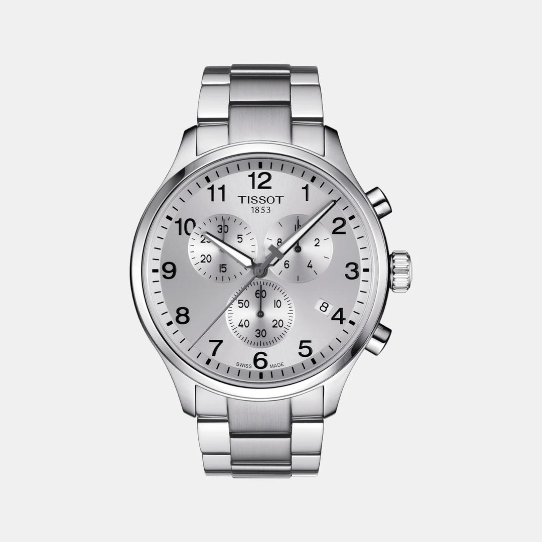 Tissot Chrono XL Classic Quartz Chronograph Watch – 45mm Silver Dial Steel Bracelet