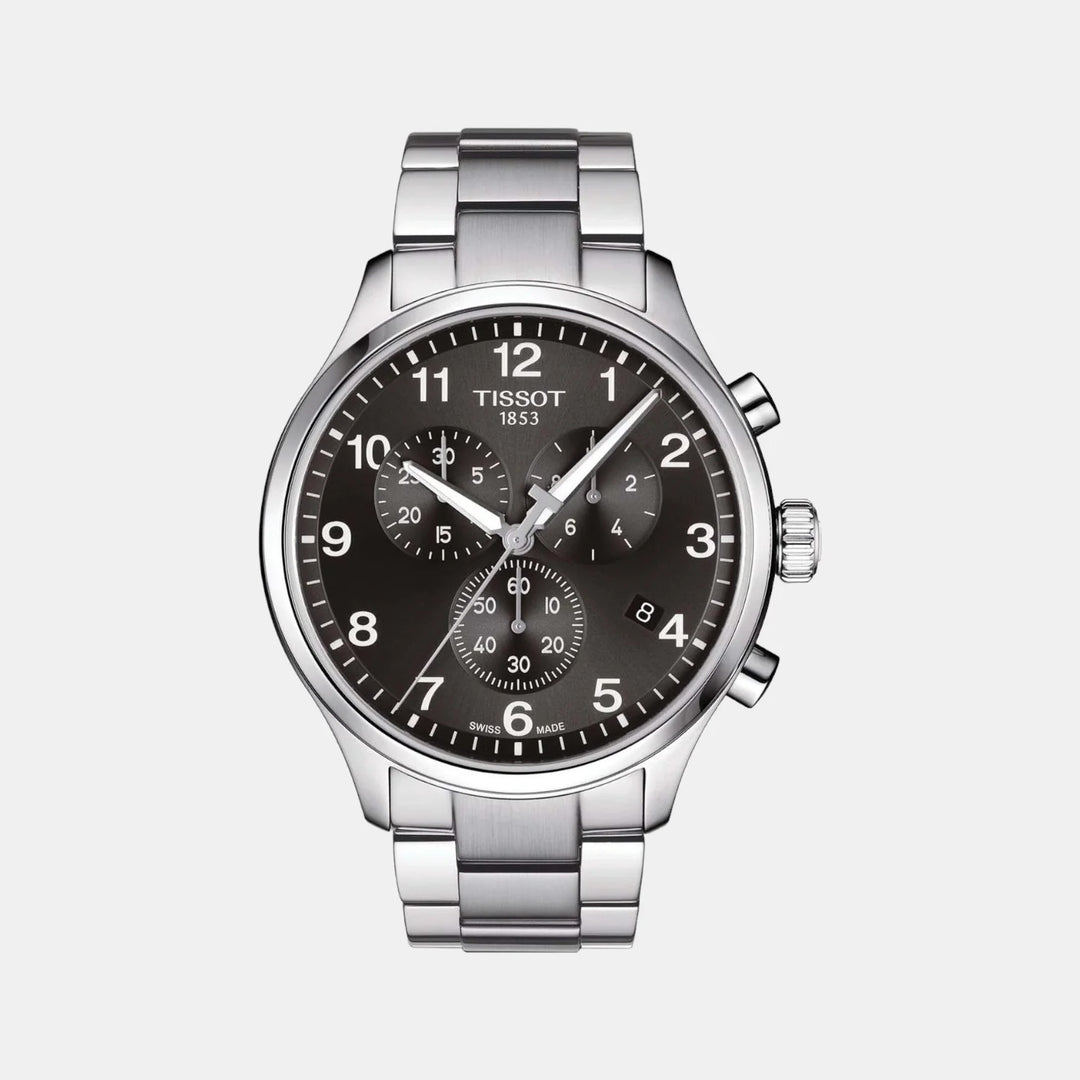 Tissot Chrono XL Classic Quartz Chronograph Watch – 45mm Black Dial Steel Bracelet