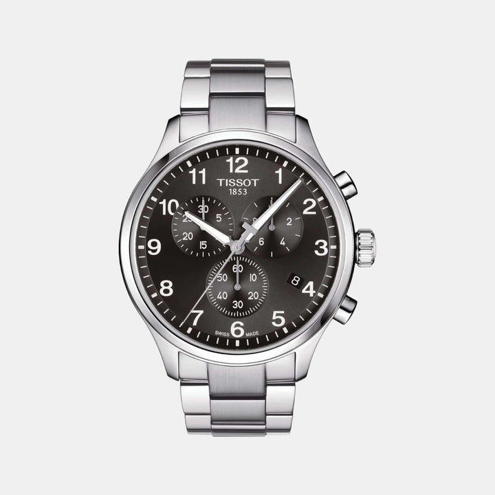 Tissot Chrono XL Classic Quartz Chronograph Watch – 45mm Black Dial Steel Bracelet