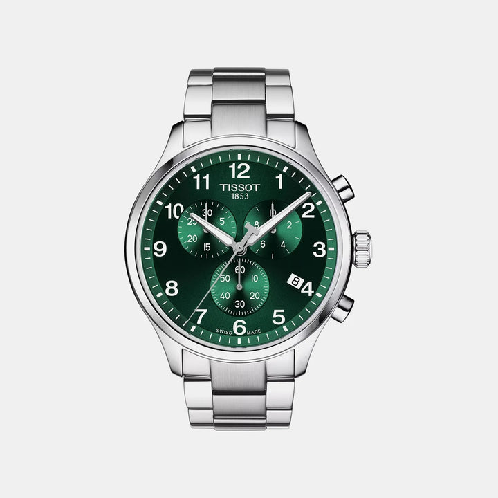 Tissot Chrono XL Classic Quartz Chronograph Watch – 45mm Green Dial Steel Bracelet