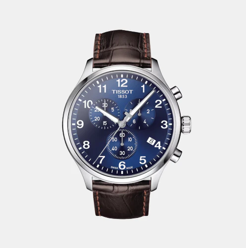 Tissot Chrono XL Classic Quartz Chronograph Watch – 45mm Blue Dial Leather Strap