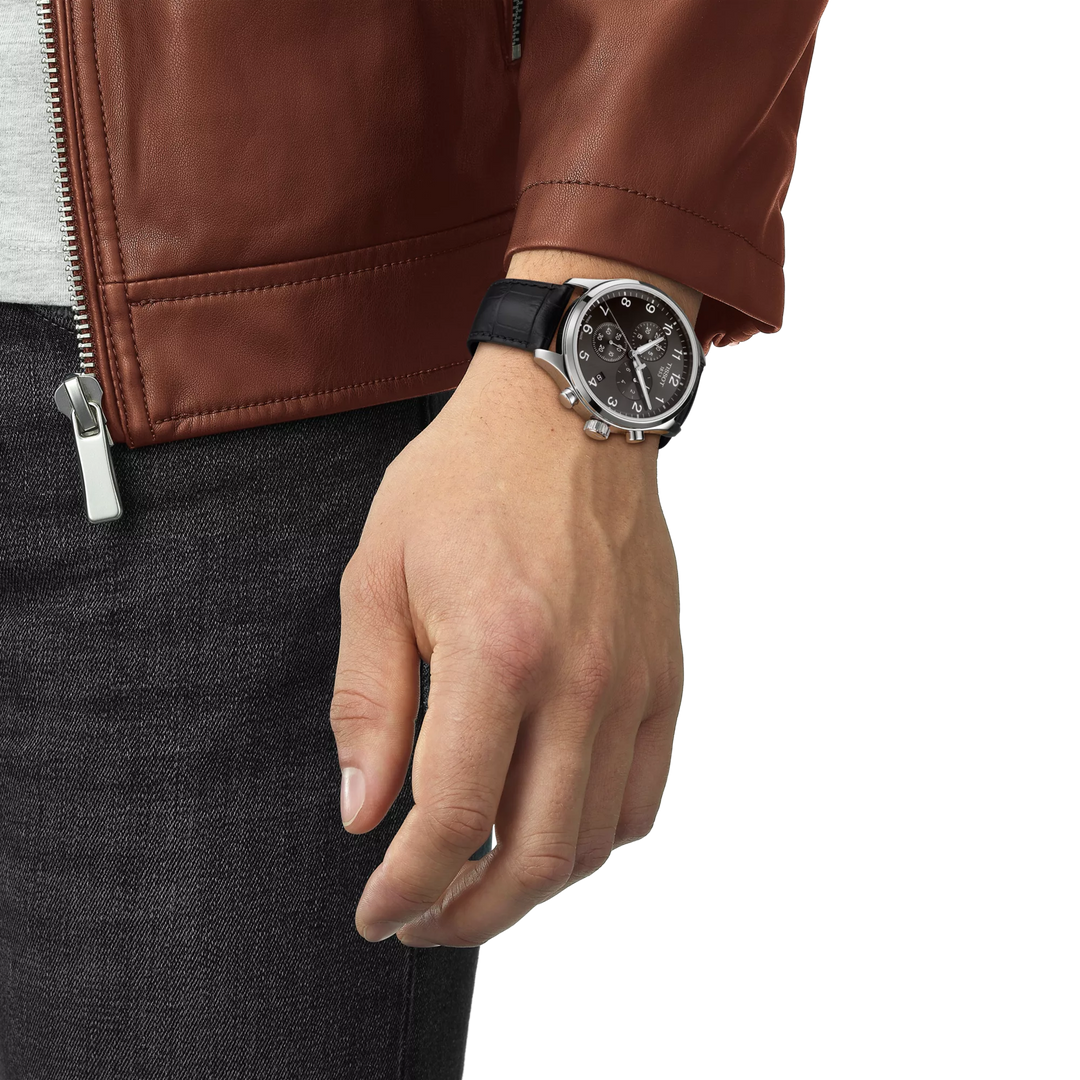 Tissot Chrono XL Classic Quartz Chronograph Watch – 45mm Black Dial Leather Strap