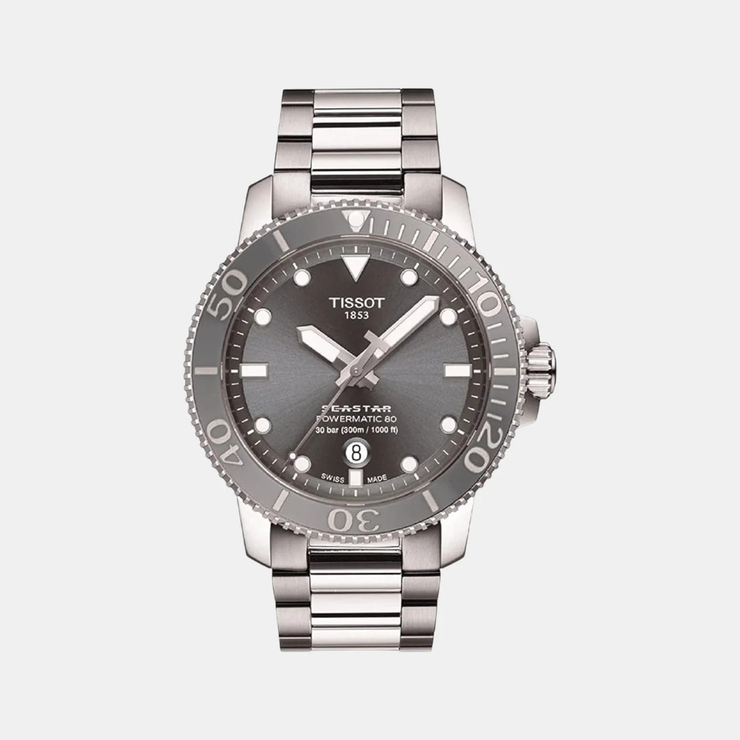 Tissot Seastar 1000 Powermatic 80 Watch – 43mm Grey Dial Steel Bracelet
