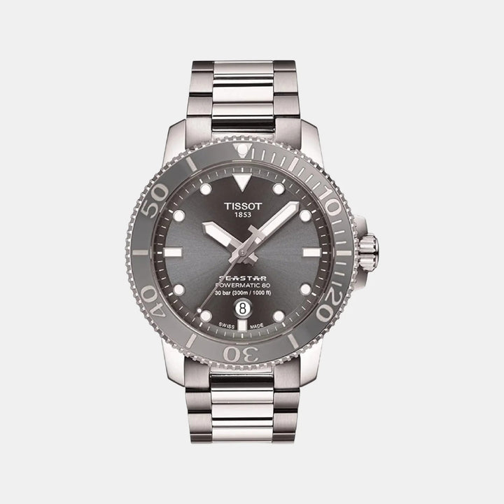 Tissot Seastar 1000 Powermatic 80 Watch – 43mm Grey Dial Steel Bracelet
