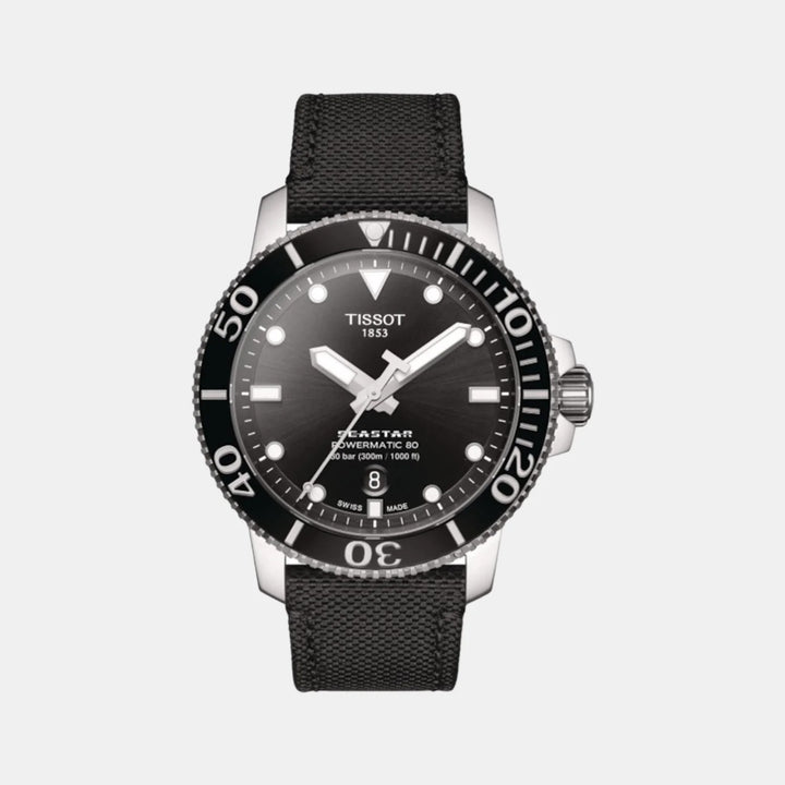 Tissot Seastar 1000 Powermatic 80 Watch – 43mm Black Dial Black Fabric Strap