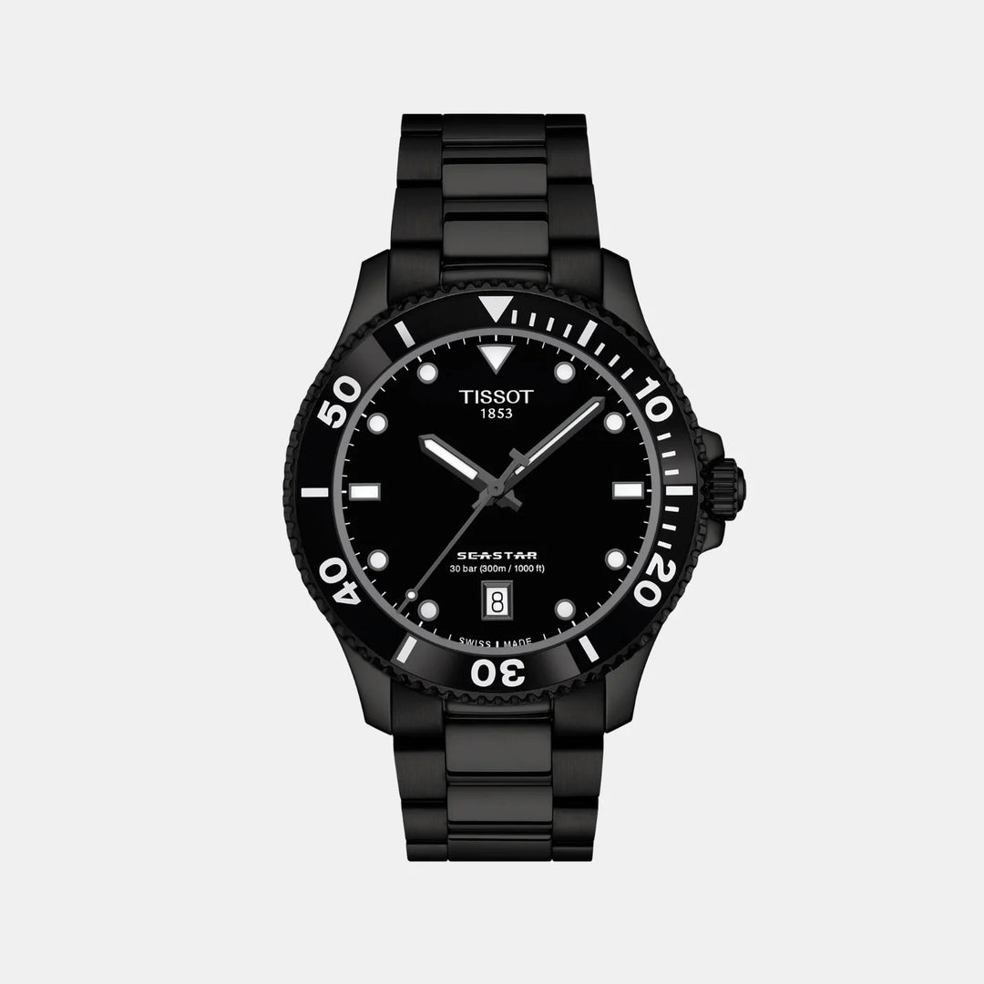 Tissot Seastar 1000 Quartz Watch – 40mm Black Dial Black PVD Bracelet