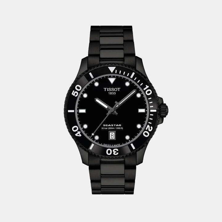 Tissot Seastar 1000 Quartz Watch – 40mm Black Dial Black PVD Bracelet
