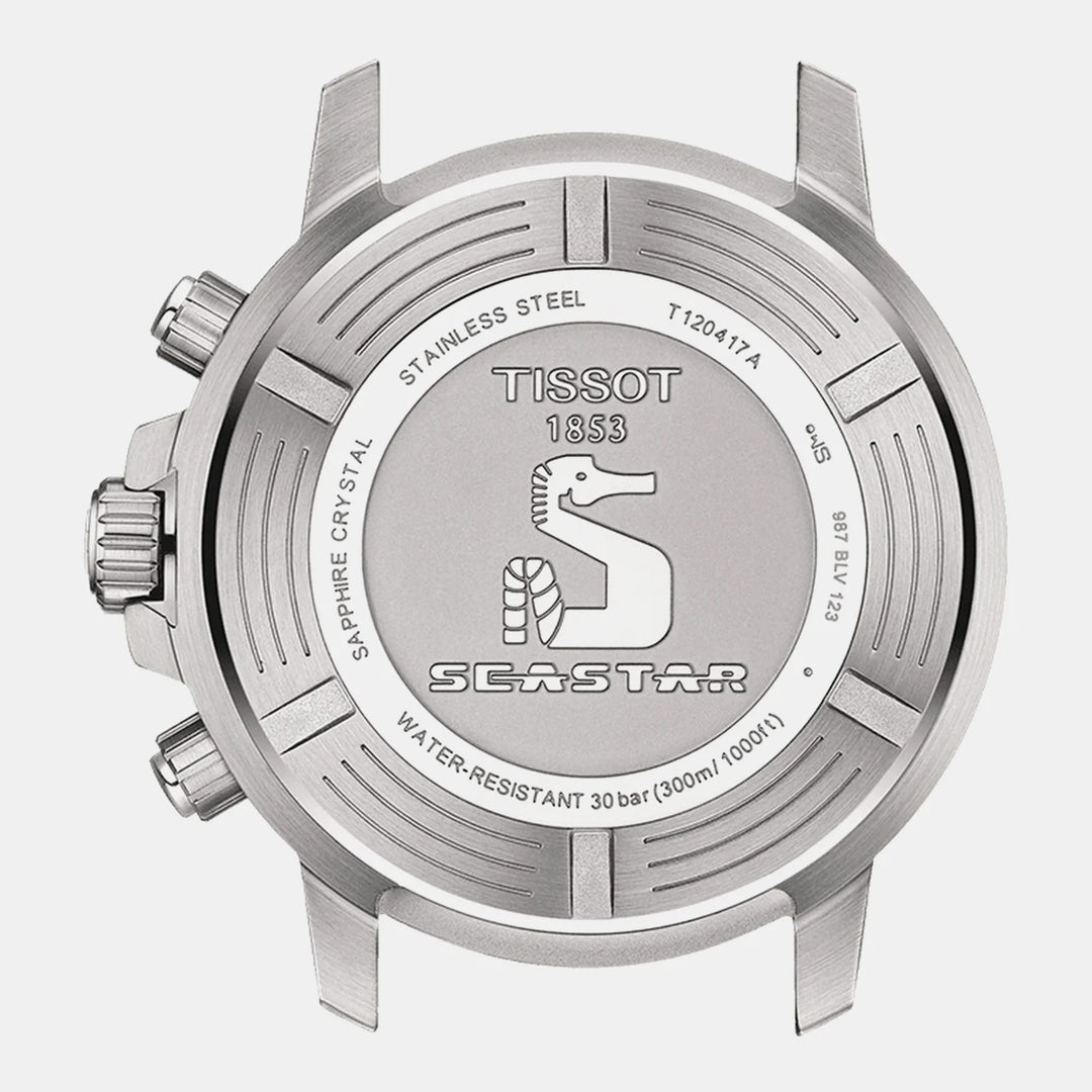 Tissot Seastar 1000 Quartz Chronograph Watch – 45.5mm Blue-Black Dial Steel Bracelet