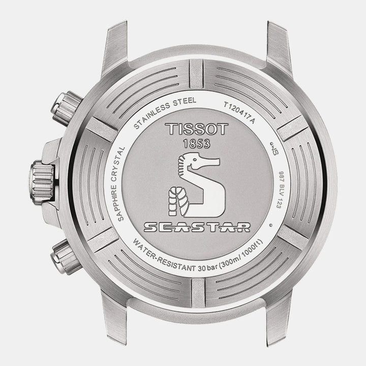 Tissot Seastar 1000 Quartz Chronograph Watch – 45.5mm Blue-Black Dial Steel Bracelet