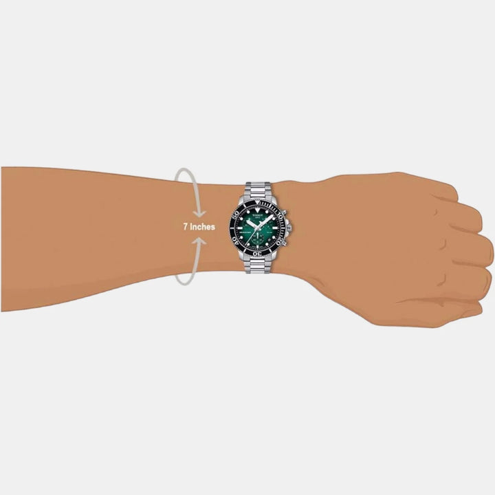 Tissot Seastar 1000 Quartz Chronograph Watch – 45.5mm Green Dial Steel Bracelet
