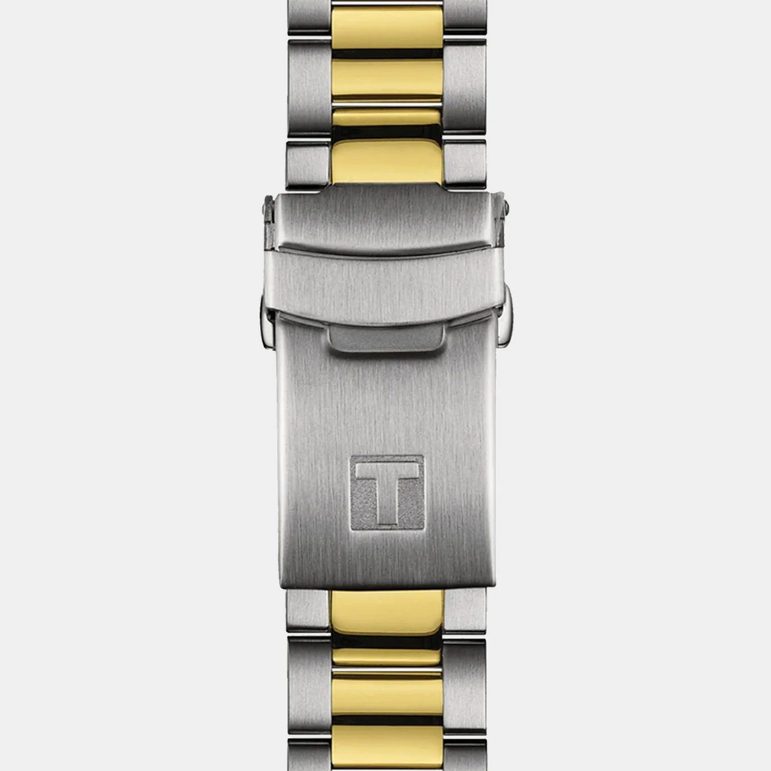 Tissot Seastar 1000 GMT Quartz Watch – 40mm Black Dial Root Beer Two-Tone Yellow Gold Bracelet