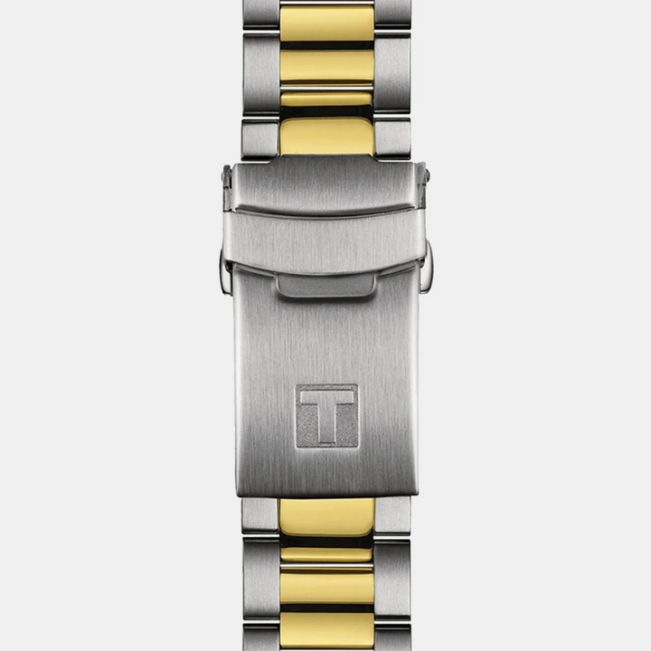 Tissot Seastar 1000 GMT Quartz Watch – 40mm Black Dial Root Beer Two-Tone Yellow Gold Bracelet