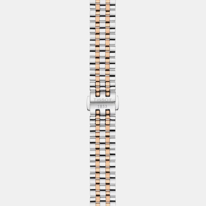 Tissot Carson Premium Lady Watch – 30mm Silver Dial Two-Tone Rose Gold Bracelet