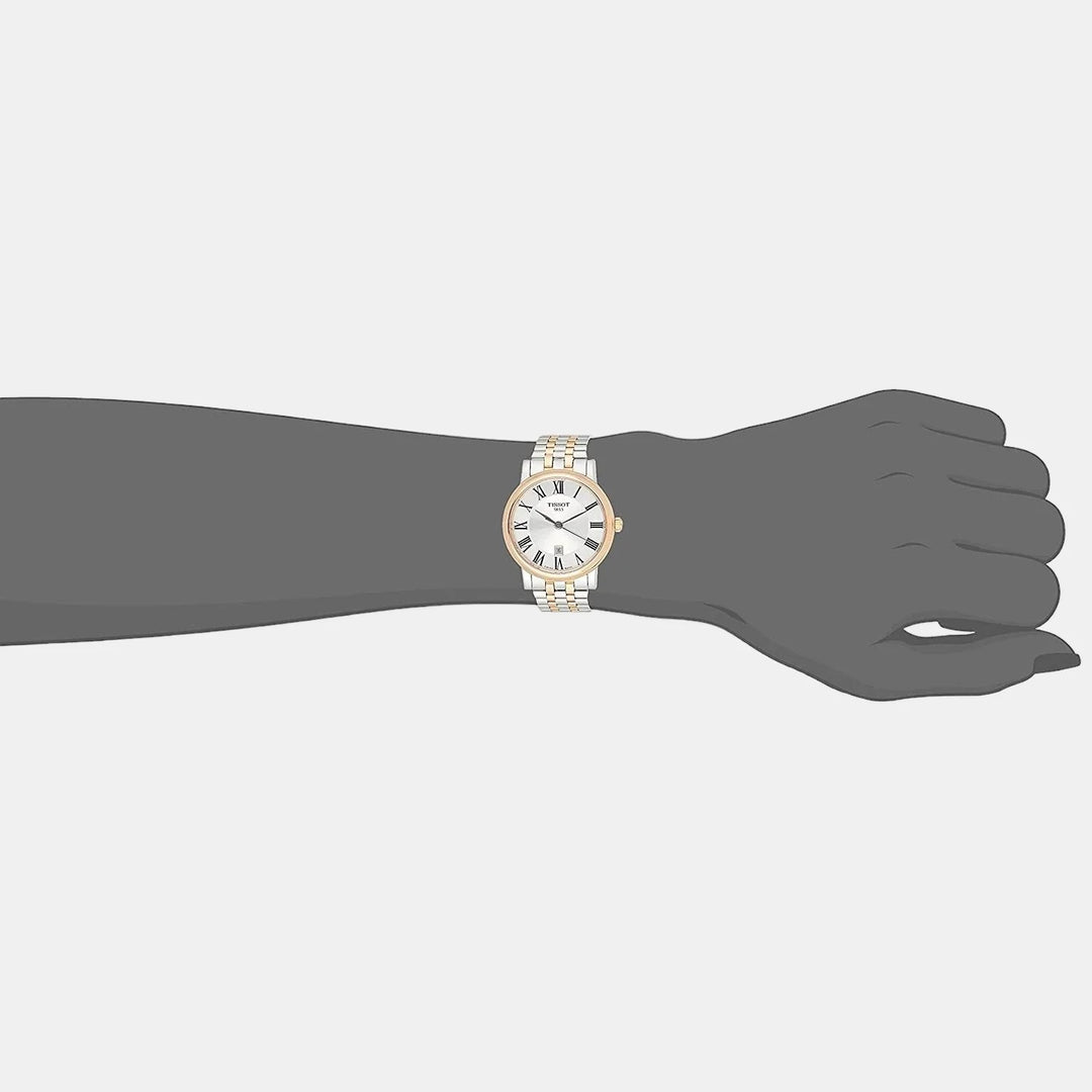 Tissot Carson Premium Lady Watch – 30mm Silver Dial Two-Tone Rose Gold Bracelet