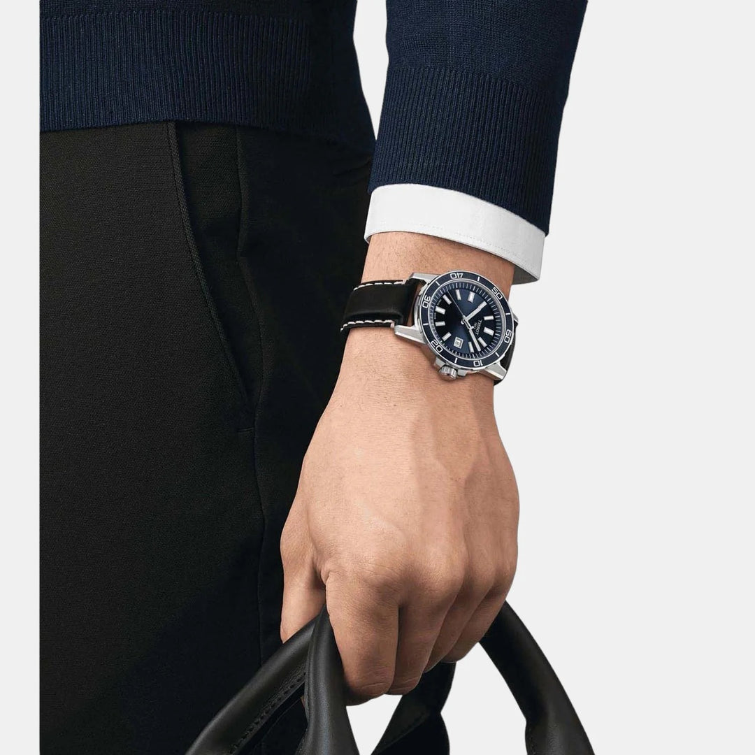 Tissot Supersport Gent Watch – 44mm Blue Dial Blue Leather Strap