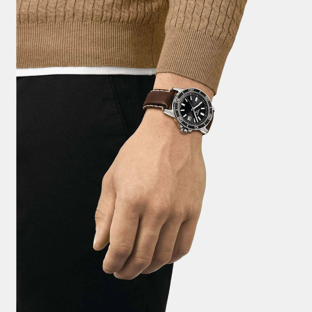 Tissot Supersport Gent Watch – 44mm Black Dial Brown Leather Strap