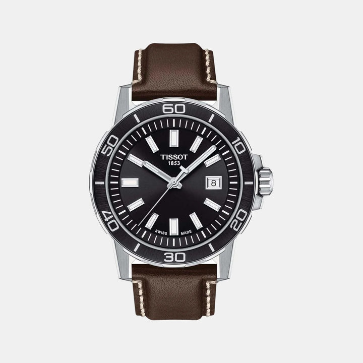 Tissot Supersport Gent Watch – 44mm Black Dial Brown Leather Strap