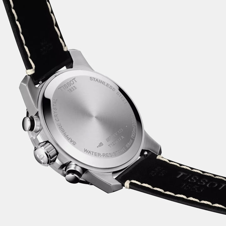 Tissot Supersport Chrono Quartz Chronograph Watch – 45.5mm Black Dial Black Leather Strap