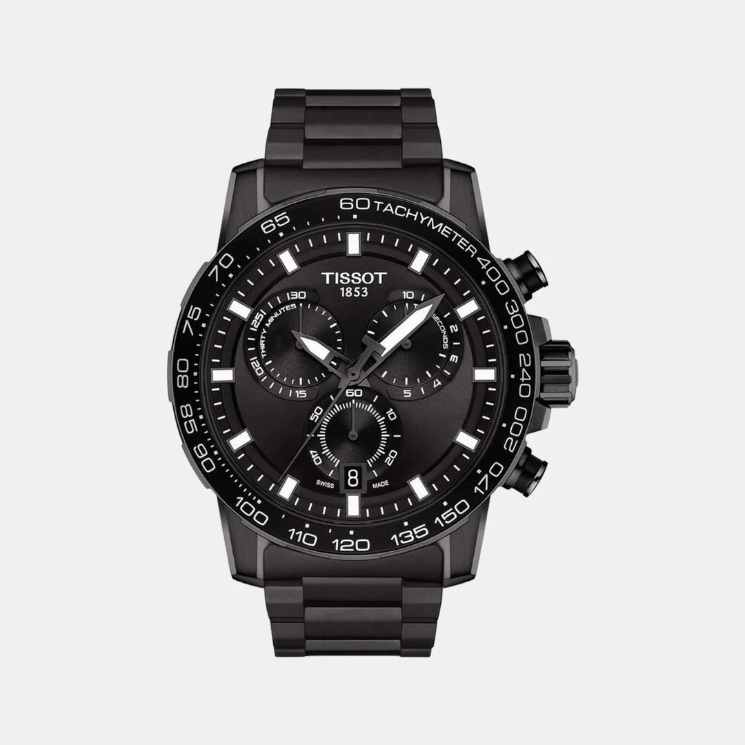 Tissot Supersport Chrono Quartz Chronograph Watch – 45.5mm Black Dial Black PVD Steel Bracelet