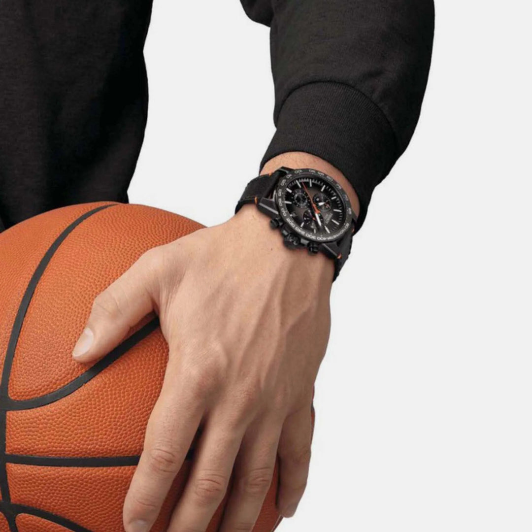 Tissot Supersport Chrono NBA Basketball Edition Watch – 45.5mm Black Dial Black Leather Strap