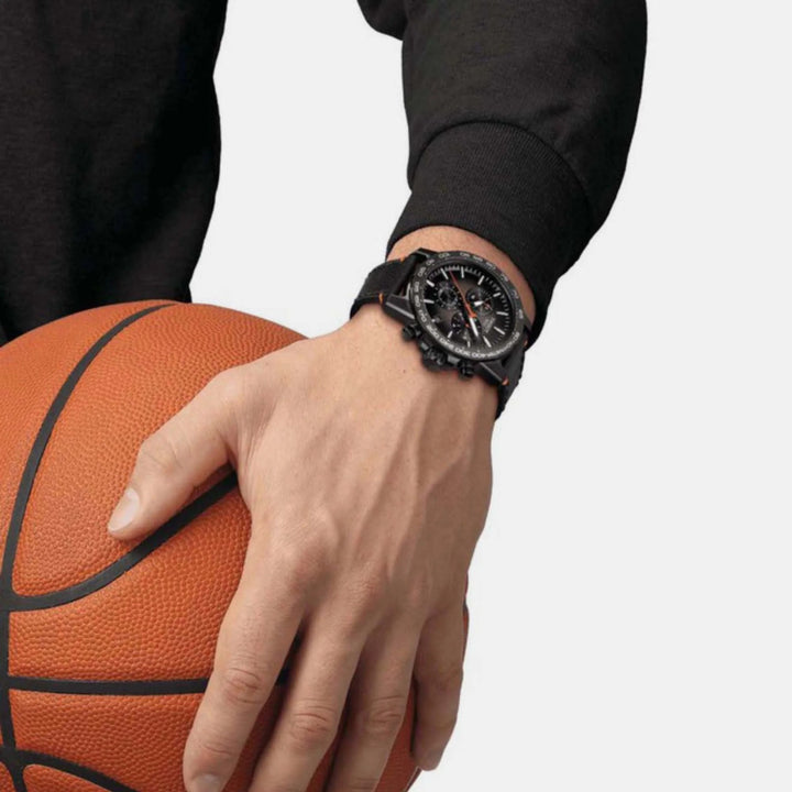 Tissot Supersport Chrono NBA Basketball Edition Watch – 45.5mm Black Dial Black Leather Strap