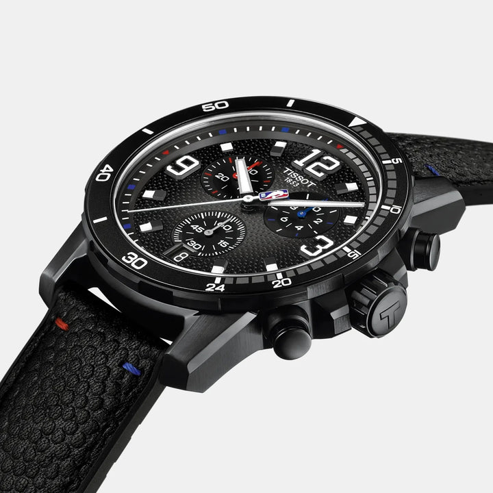 Tissot Supersport NBA 2025 Special Edition Chronograph Watch – 45.5mm Black Dial Black Leather Strap