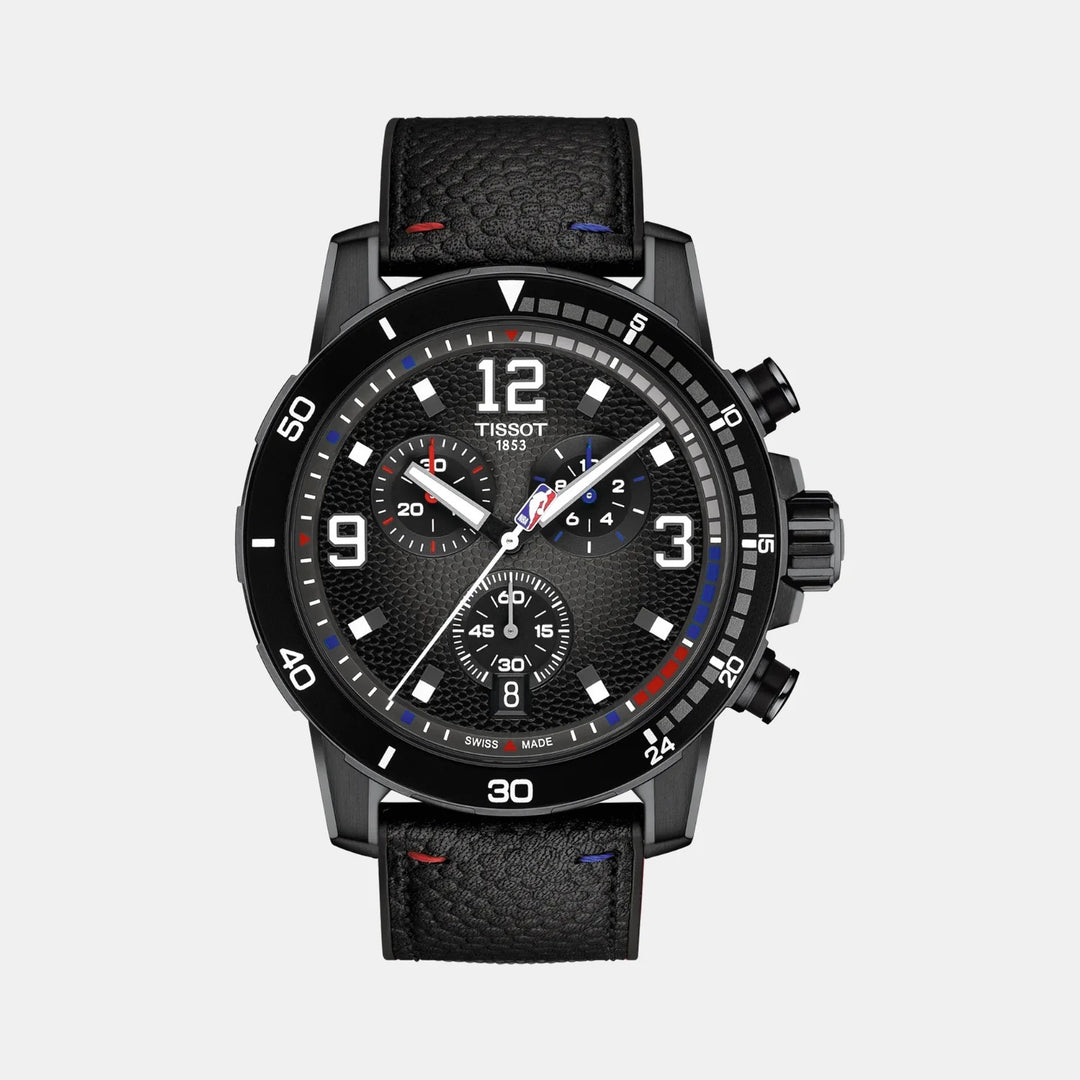 Tissot Supersport NBA 2025 Special Edition Chronograph Watch – 45.5mm Black Dial Black Leather Strap
