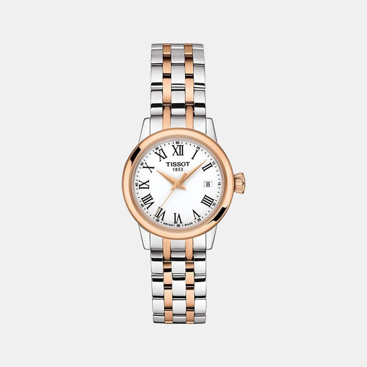 Tissot Classic Dream Lady Watch – 28mm White Dial Two-Tone Rose Gold Bracelet