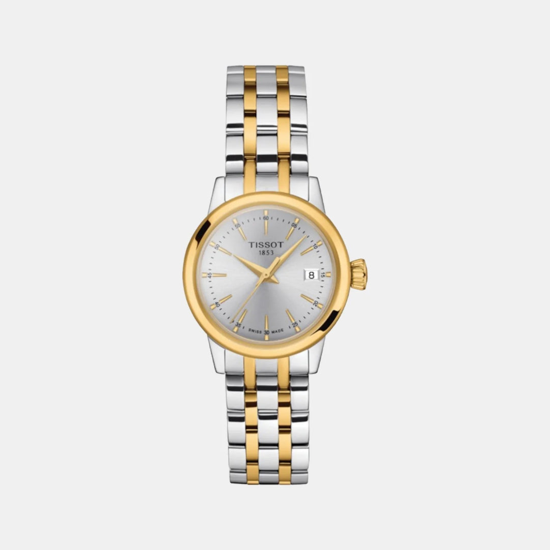 Tissot Classic Dream Lady Watch – 28mm Silver Dial Two-Tone Yellow Gold Bracelet