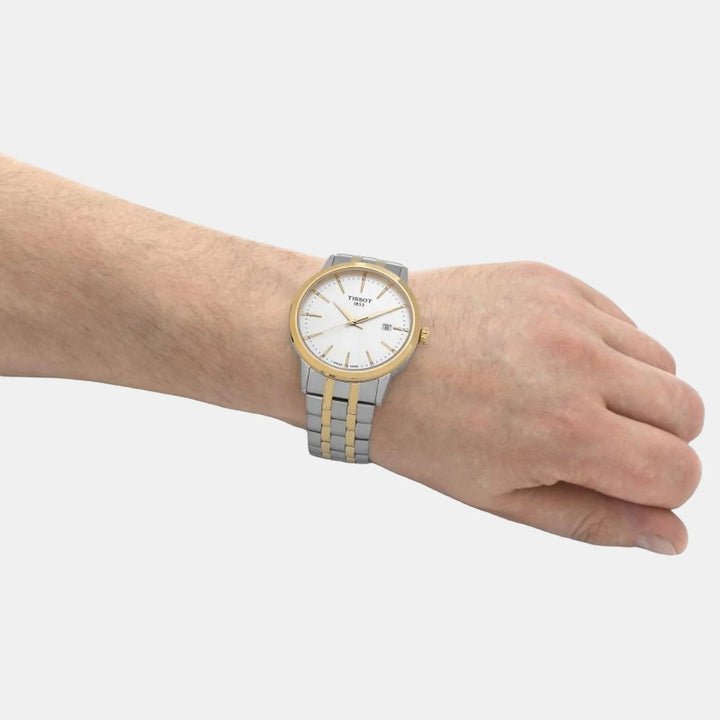Tissot Classic Dream Gent Watch – 42mm Silver Dial Two-Tone Yellow Gold Bracelet