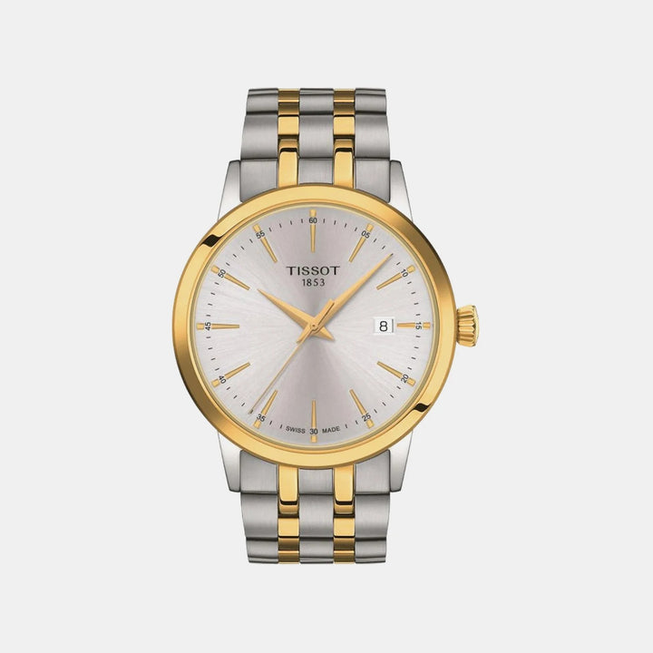 Tissot Classic Dream Gent Watch – 42mm Silver Dial Two-Tone Yellow Gold Bracelet
