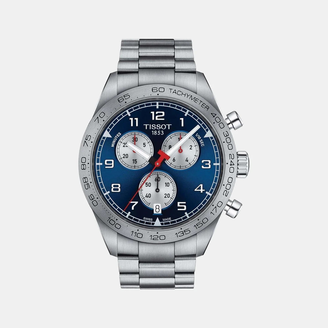 Tissot PRS 516 Quartz Chronograph Watch – 45mm Blue Dial Steel Bracelet
