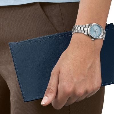 Tissot T-My Lady Automatic Watch – 29.3mm Ice Blue Dial Steel Bracelet