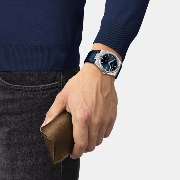 Tissot PRX 40mm Quartz Watch – Blue Dial Blue Leather Strap