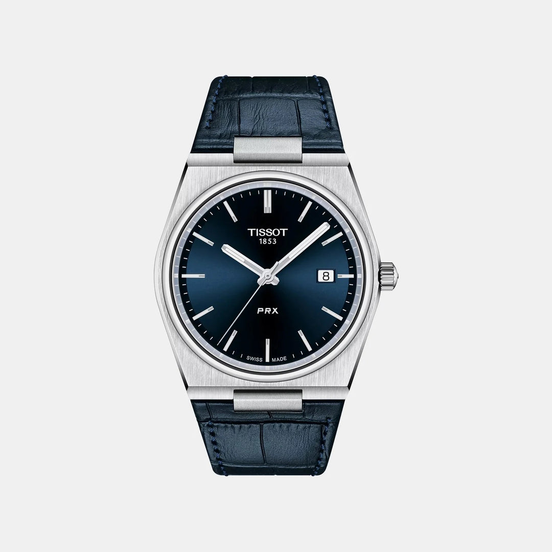Tissot PRX 40mm Quartz Watch – Blue Dial Blue Leather Strap