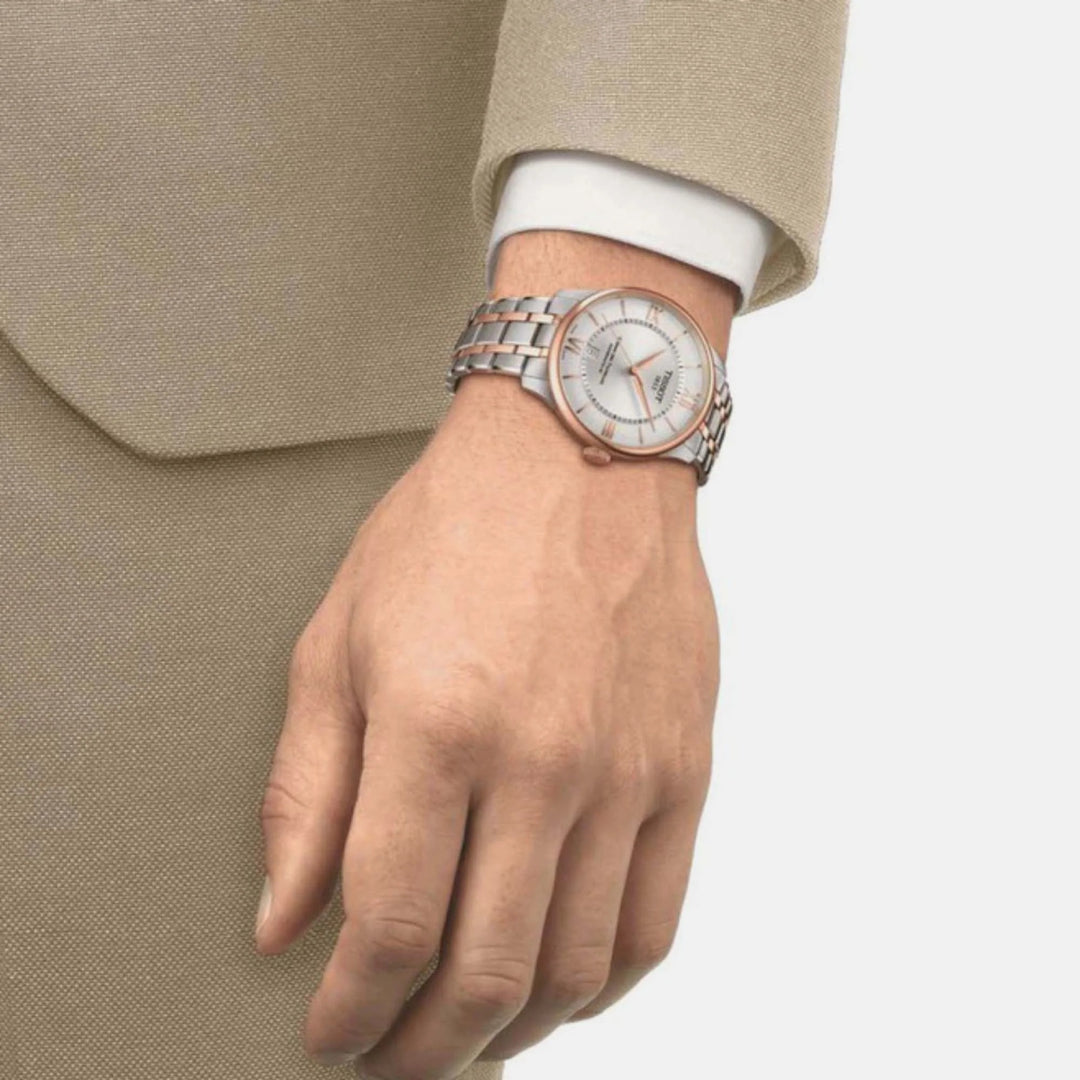 Tissot Chemin des Tourelles 39mm Powermatic 80 Watch – Champagne Dial Two-Tone Gold