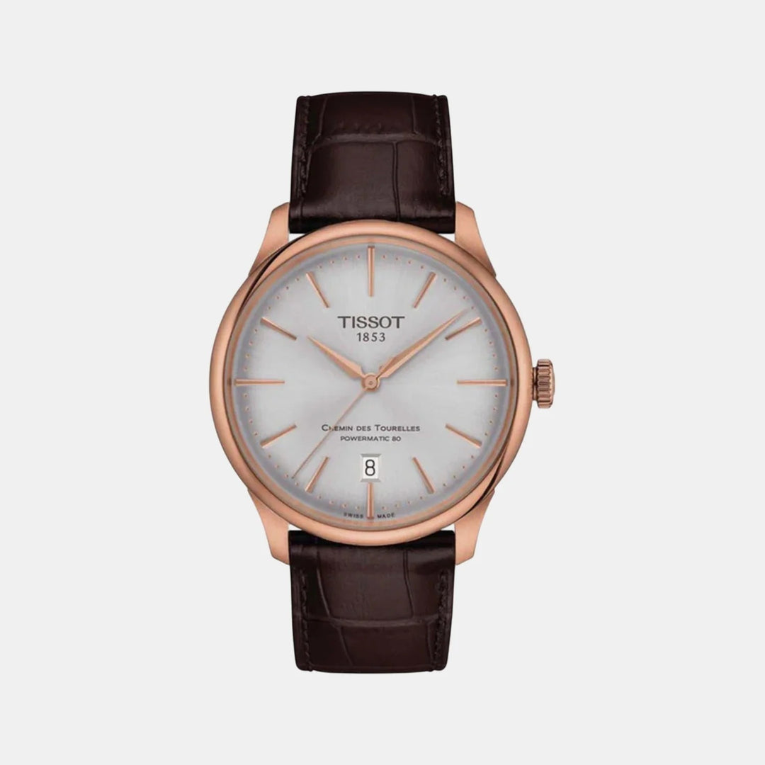 Tissot Chemin des Tourelles 39mm Powermatic 80 Watch – Silver Dial Rose Gold