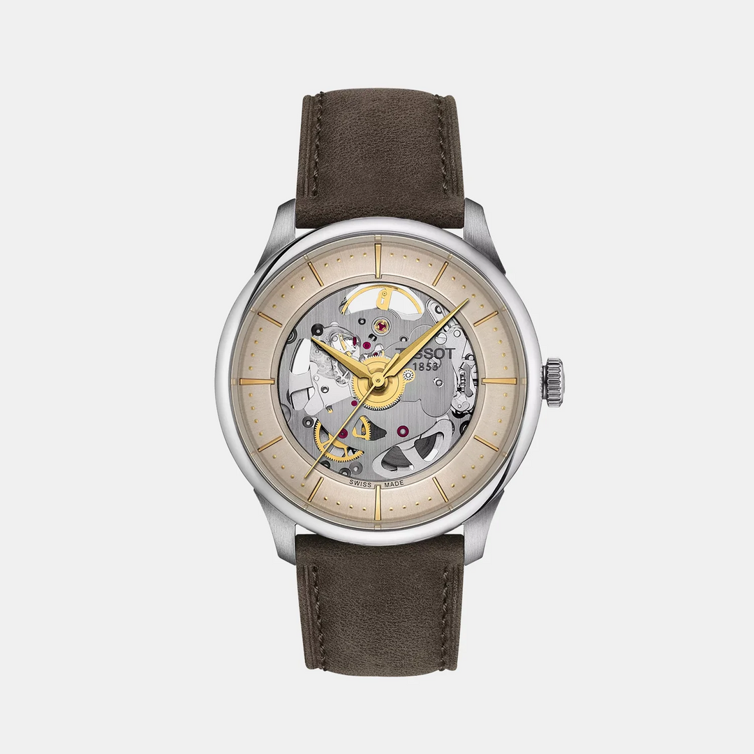 Tissot Chemin des Tourelles Skeleton 39mm Powermatic 80 Watch – Ivory Titanium