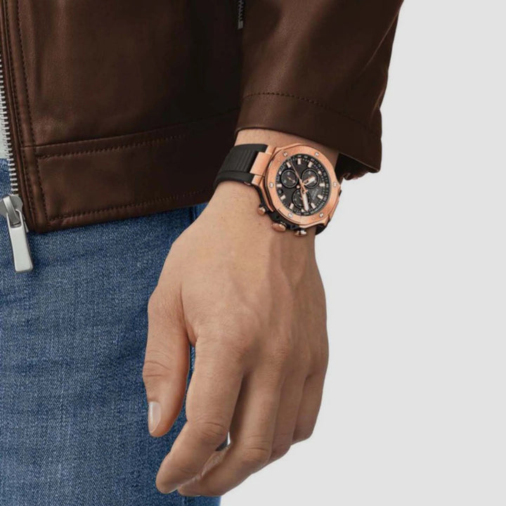 Tissot T-Race Chronograph 45mm Quartz Watch – Black Dial Black Rubber Strap